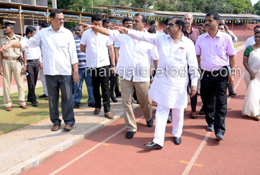 Parameshwar oversees arrangements for Federation Cup event at Mangala Stadium 1